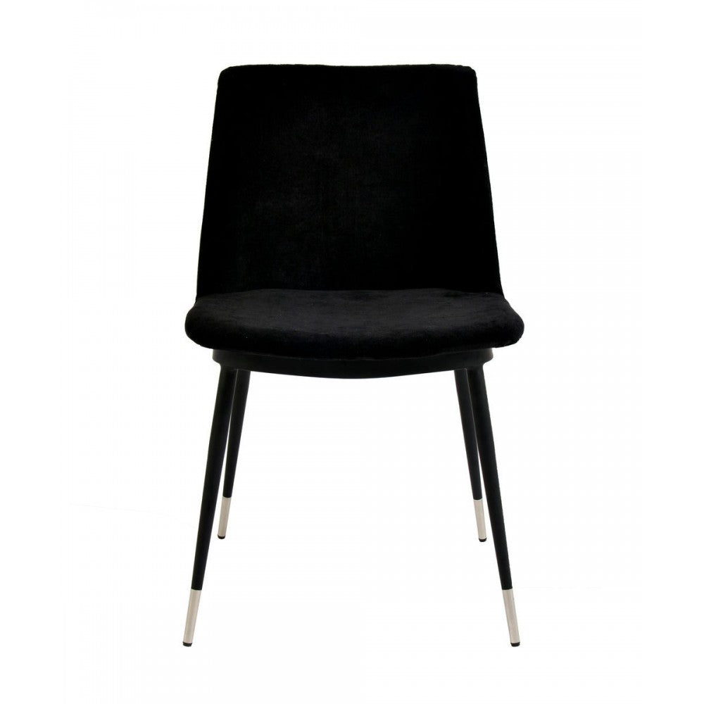 TOV Furniture Evora Black Velvet Chair - Silver Legs (Set of 2)