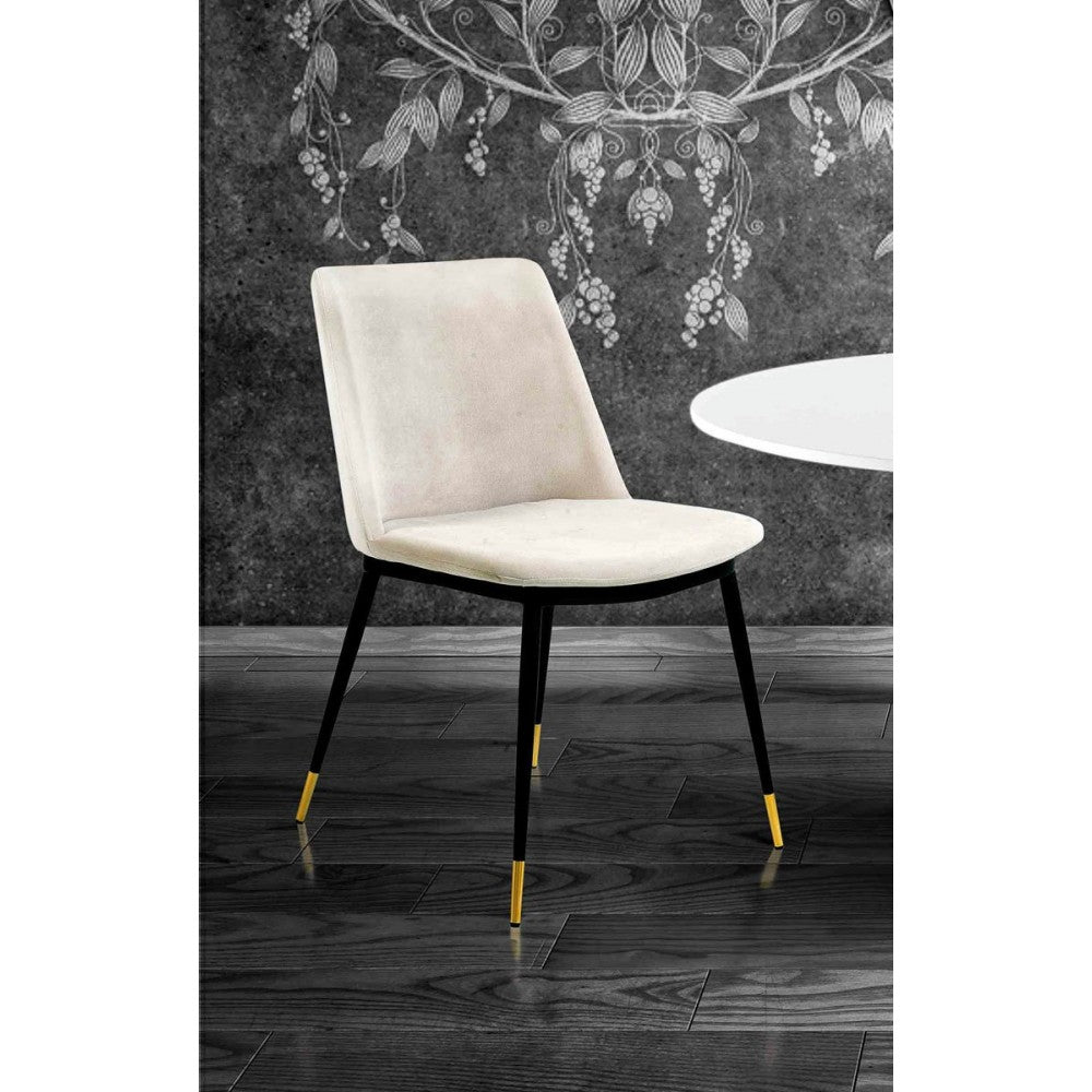 TOV Furniture Evora Cream Velvet Chair - Gold Legs (Set of 2)
