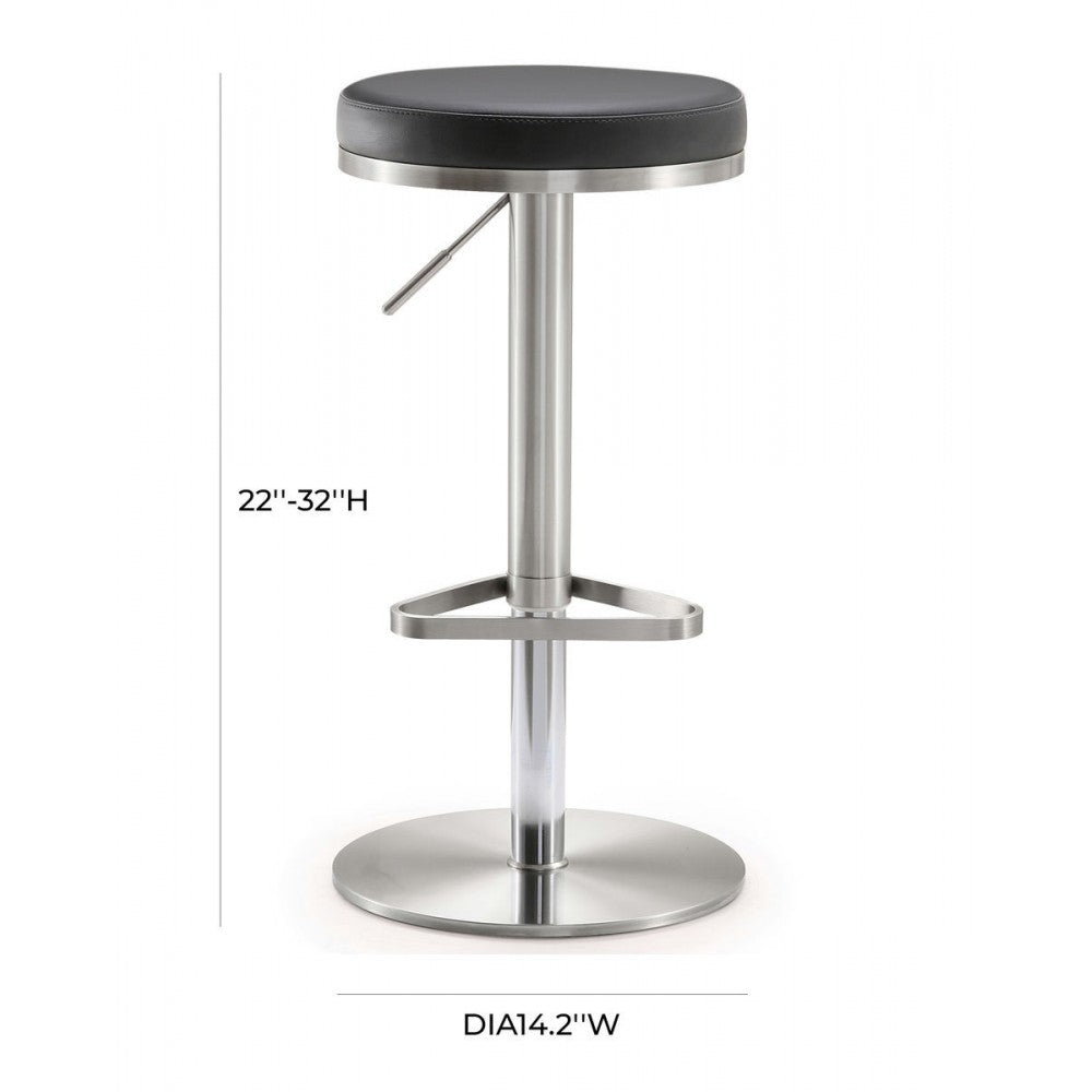 TOV Furniture Fano Black Stainless Steel Adjustable Barstool