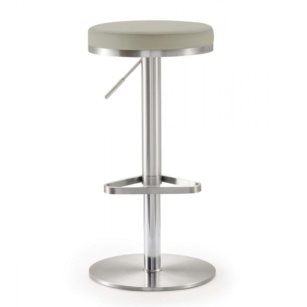 TOV Furniture Fano Light Gray Stainless Steel Barstool