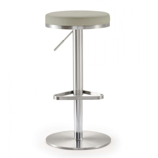 TOV Furniture Fano Light Gray Stainless Steel Barstool