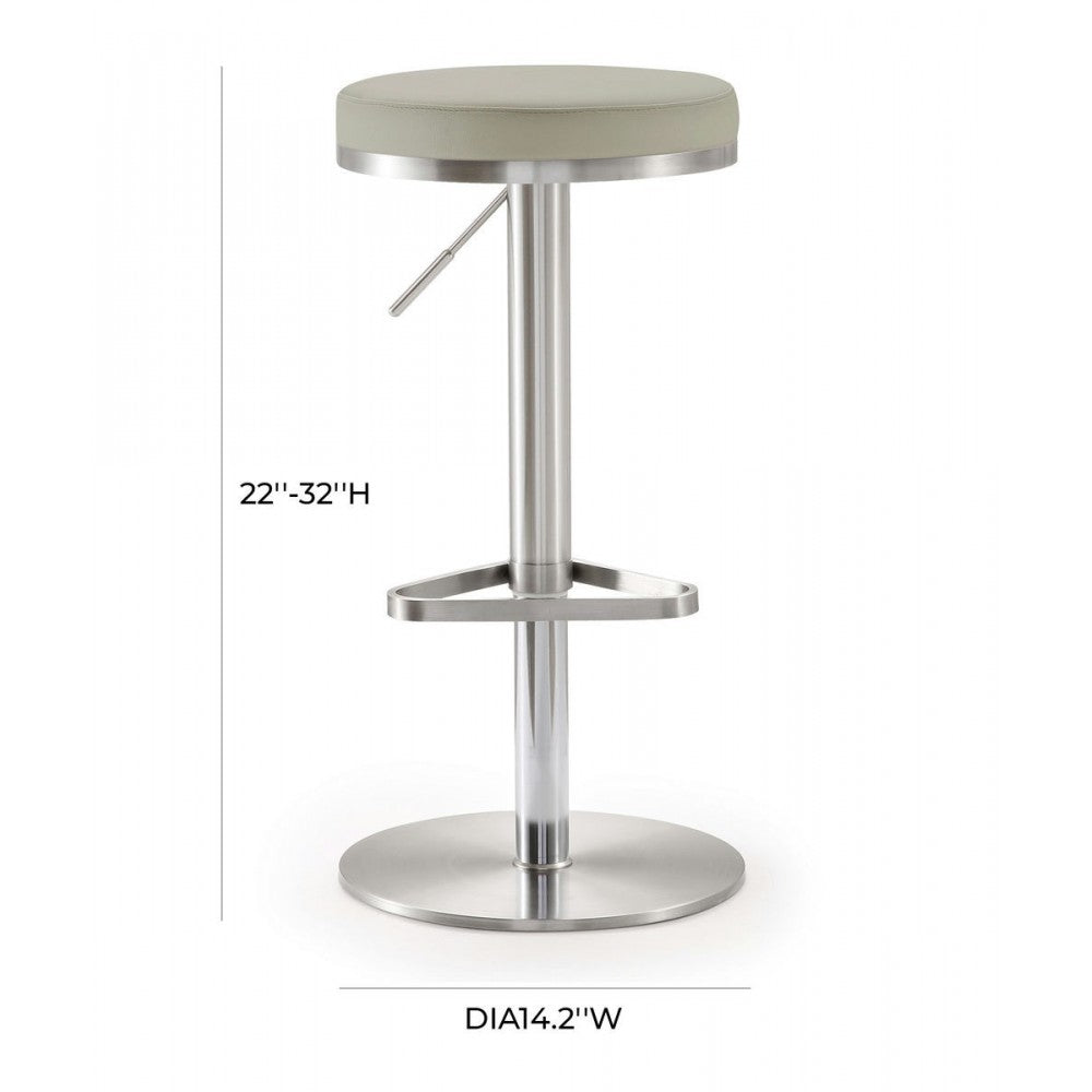 TOV Furniture Fano Light Gray Stainless Steel Barstool