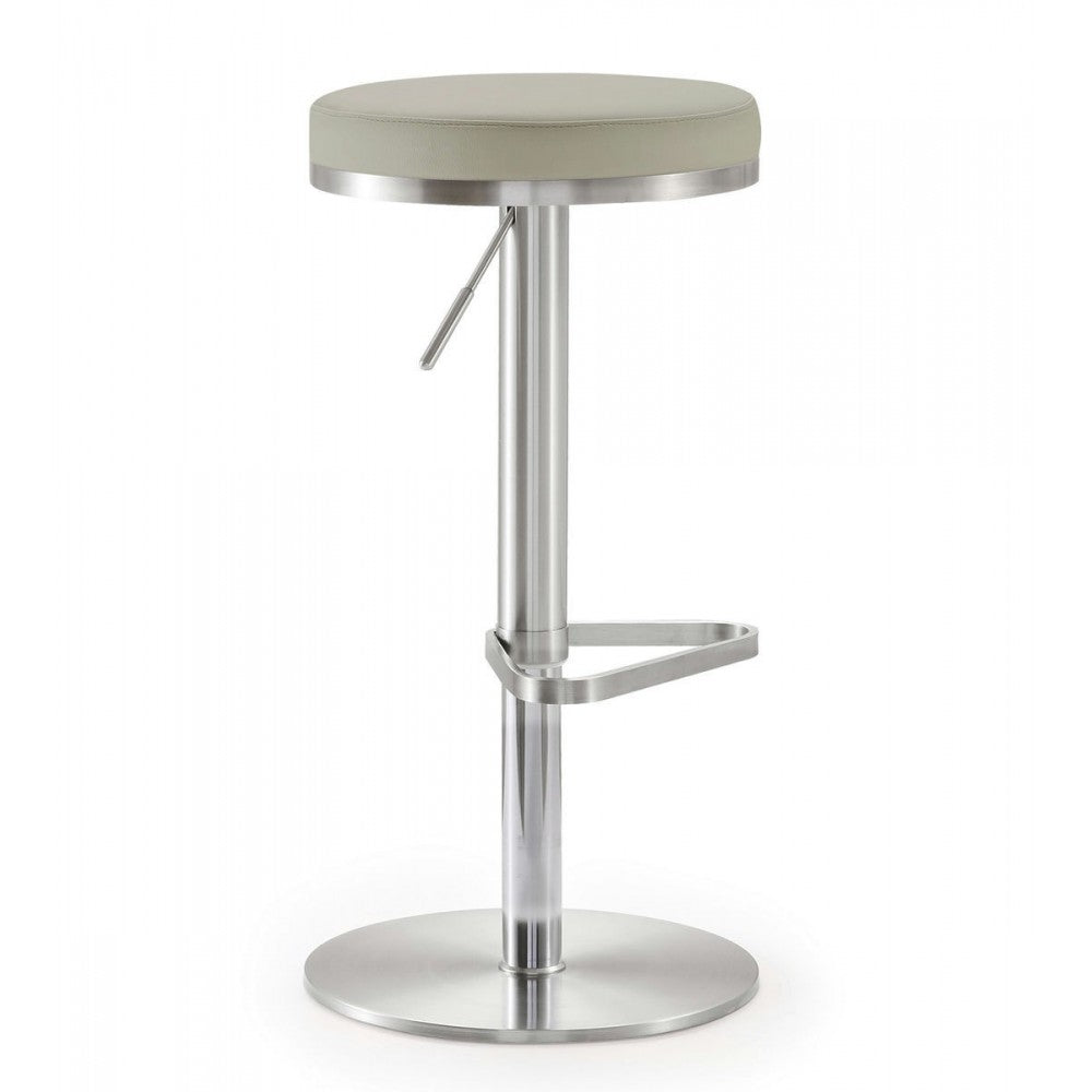 TOV Furniture Fano Light Gray Stainless Steel Barstool