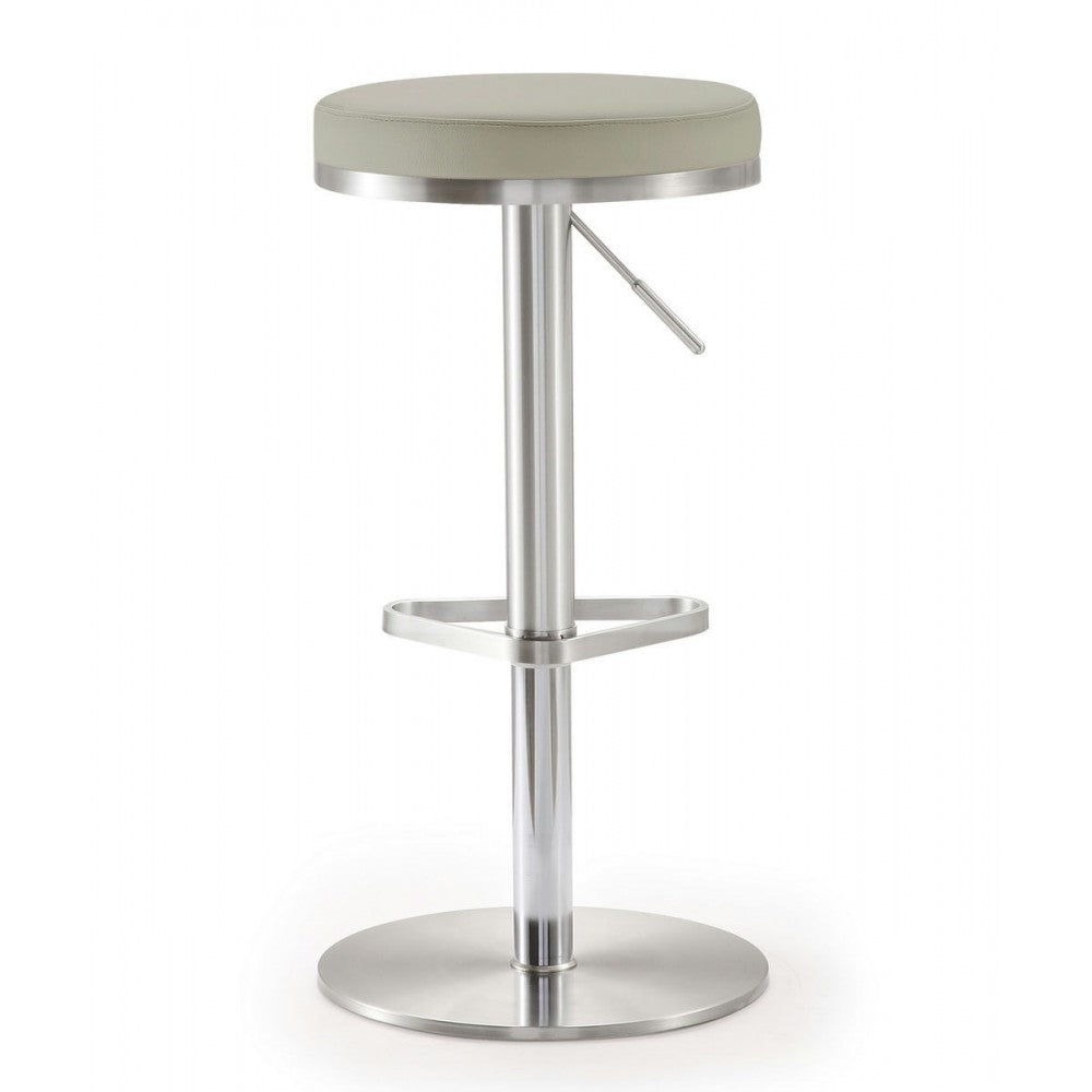 TOV Furniture Fano Light Gray Stainless Steel Barstool