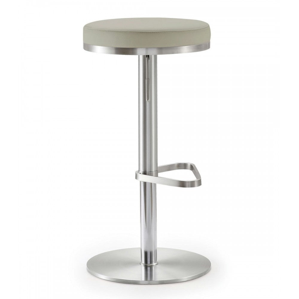 TOV Furniture Fano Light Gray Stainless Steel Barstool