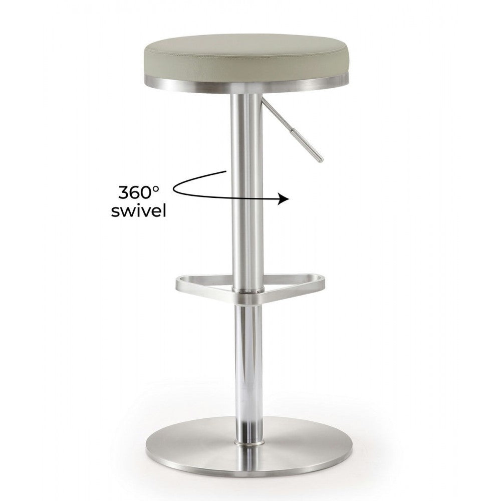 TOV Furniture Fano Light Gray Stainless Steel Barstool