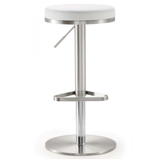 TOV Furniture Fano White Stainless Steel Adjustable Barstool