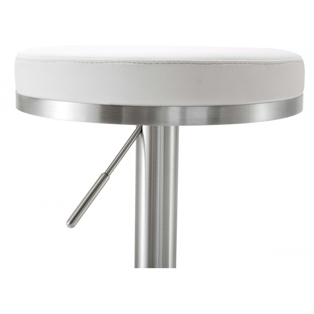 TOV Furniture Fano White Stainless Steel Adjustable Barstool