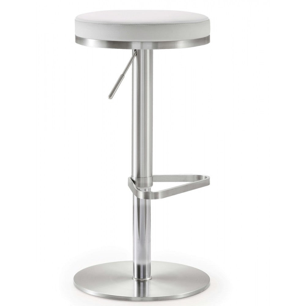 TOV Furniture Fano White Stainless Steel Adjustable Barstool