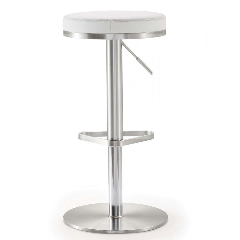 TOV Furniture Fano White Stainless Steel Adjustable Barstool