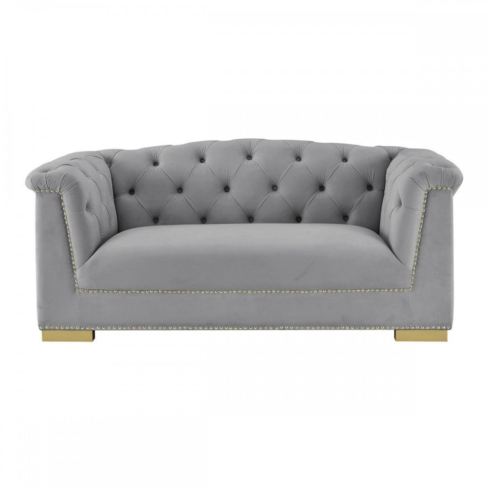 TOV Furniture Farah Gray Velvet Loveseat