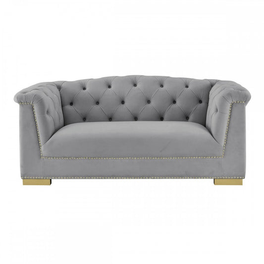 TOV Furniture Farah Gray Velvet Loveseat
