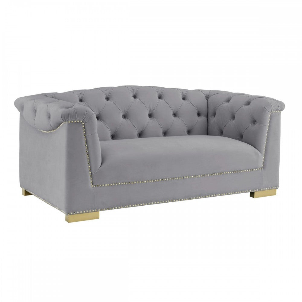 TOV Furniture Farah Gray Velvet Loveseat