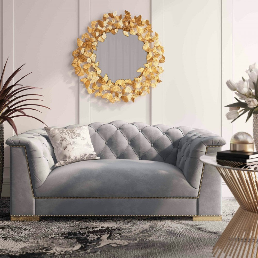 TOV Furniture Farah Gray Velvet Loveseat