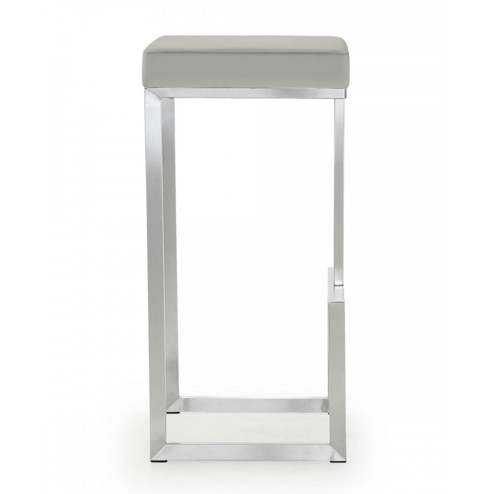 TOV Furniture Ferrara Light Gray Stainless Steel Barstool (Set of 2)