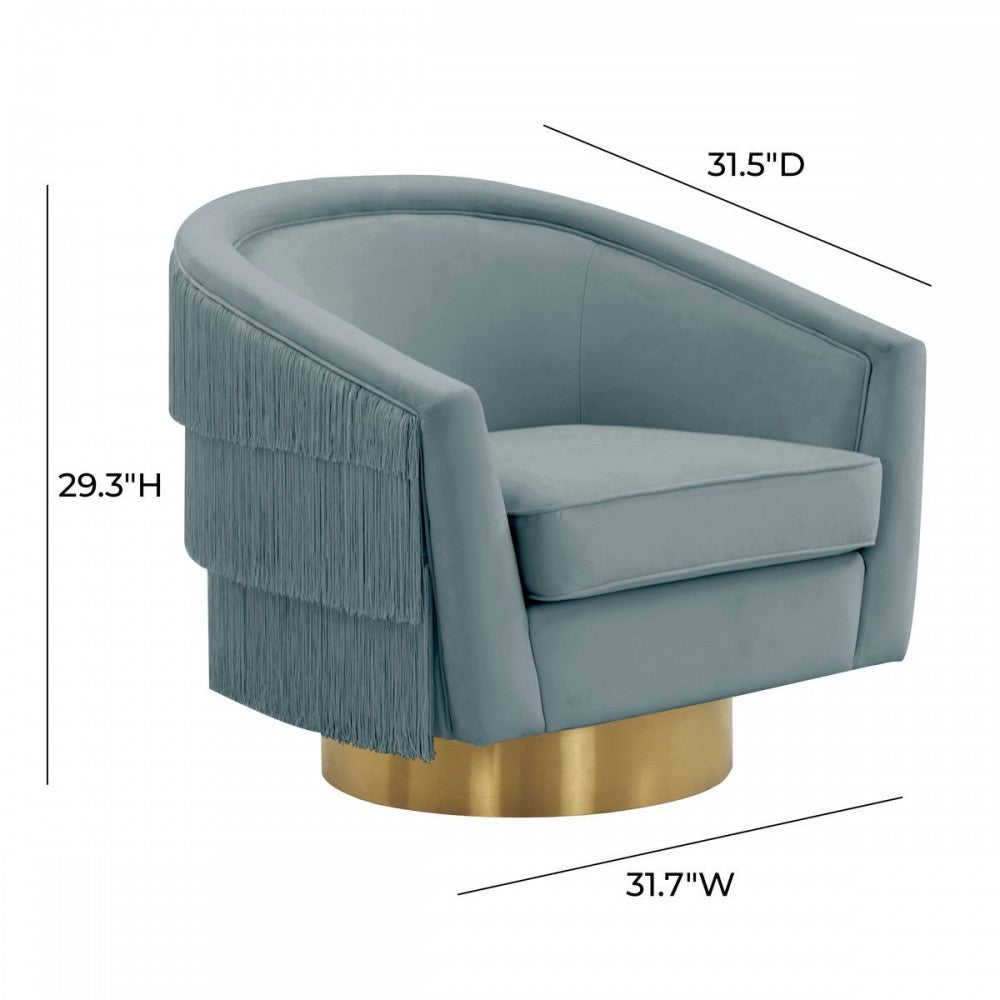 TOV Furniture Flapper Bluestone Swivel Chair