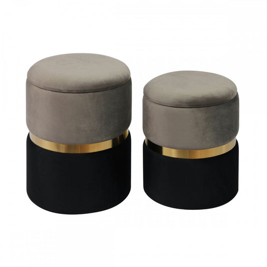 TOV Furniture Gigi Gray Velvet Storage Ottomans - Set of 2