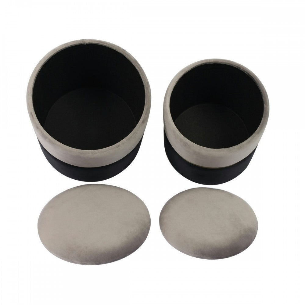 TOV Furniture Gigi Gray Velvet Storage Ottomans - Set of 2