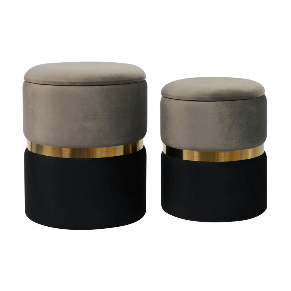 TOV Furniture Gigi Gray Velvet Storage Ottomans - Set of 2