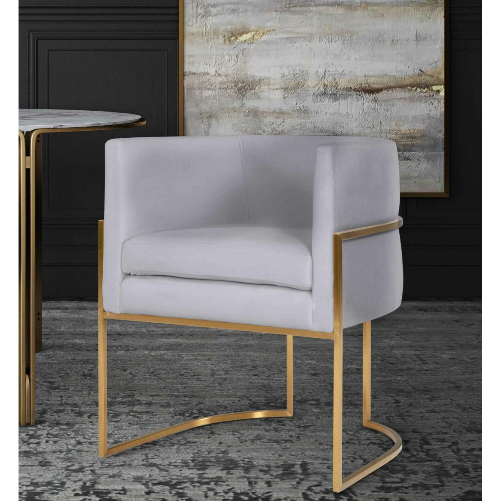 TOV Furniture Giselle Gray Velvet Dining Chair with Gold Leg
