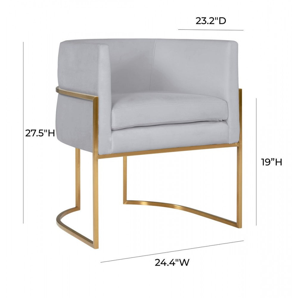 TOV Furniture Giselle Gray Velvet Dining Chair with Gold Leg