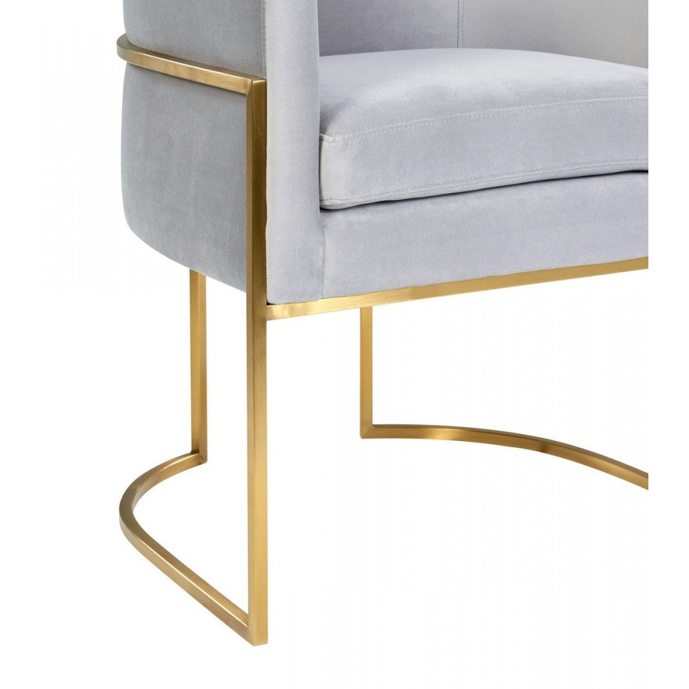 TOV Furniture Giselle Gray Velvet Dining Chair with Gold Leg
