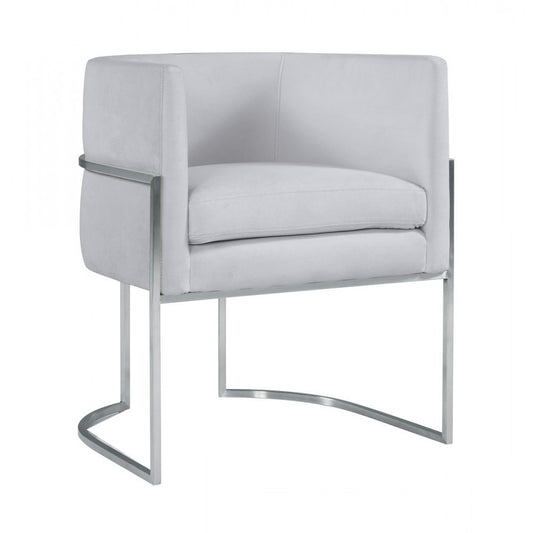 TOV Furniture Giselle Gray Velvet Dining Chair with Silver Leg