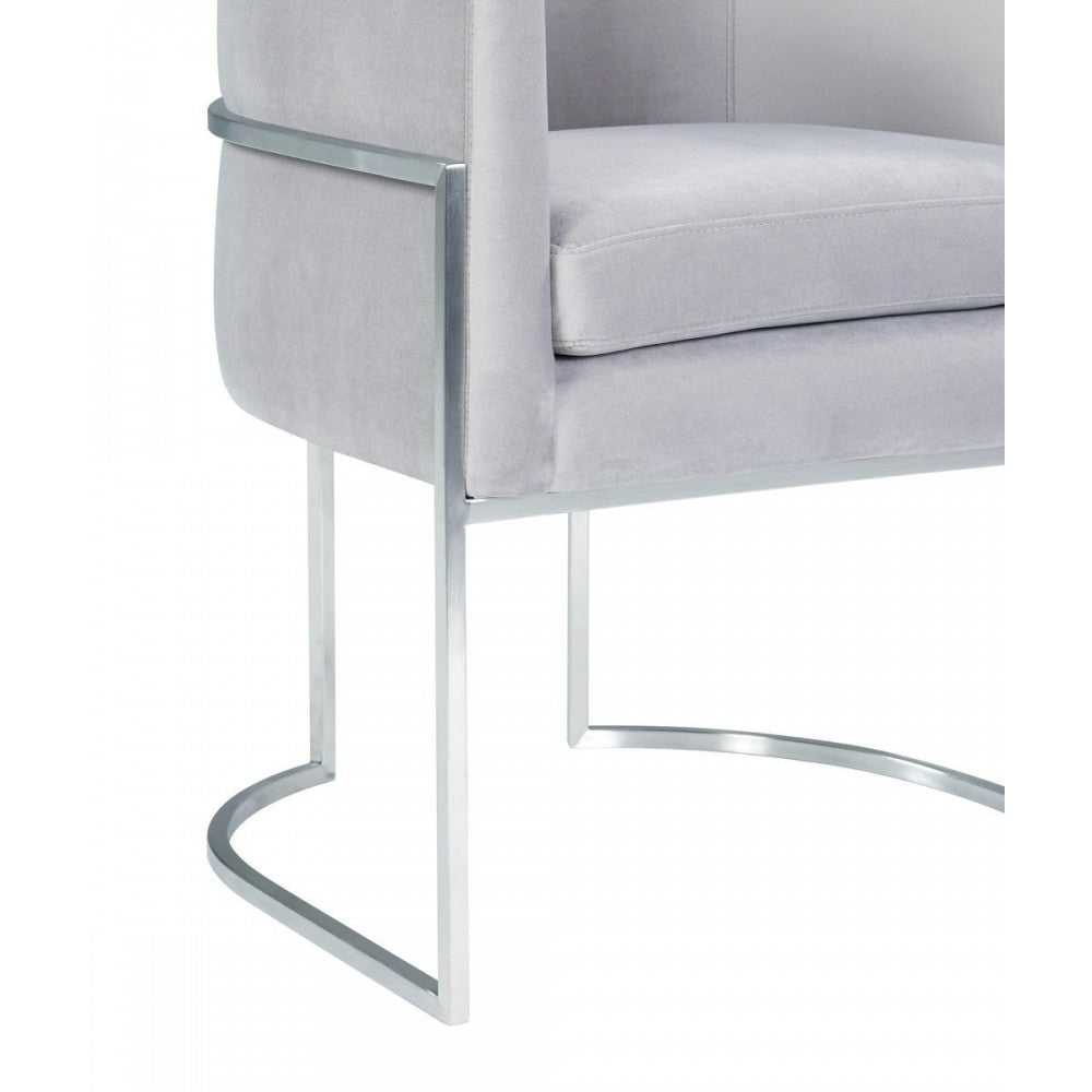 TOV Furniture Giselle Gray Velvet Dining Chair with Silver Leg