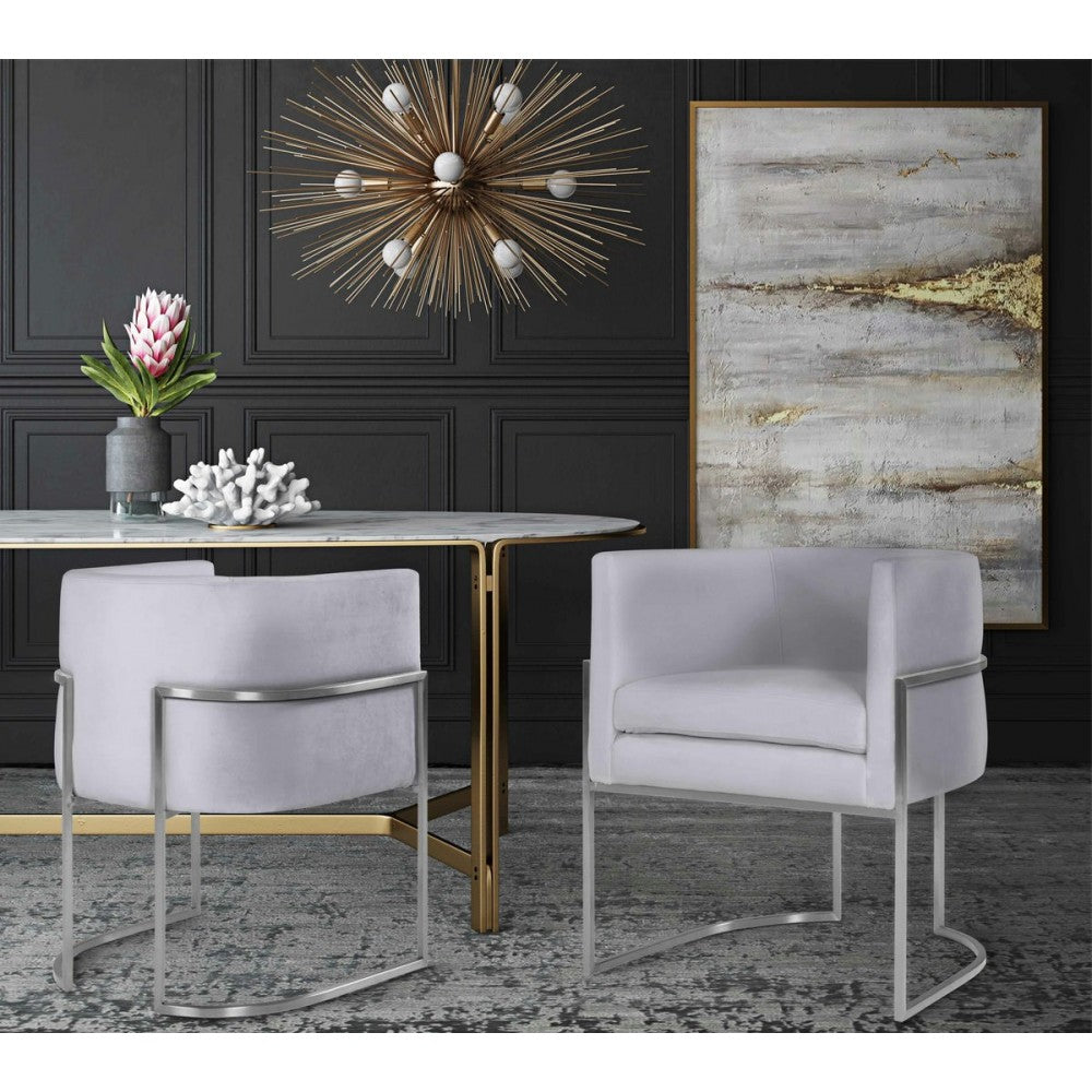 TOV Furniture Giselle Gray Velvet Dining Chair with Silver Leg