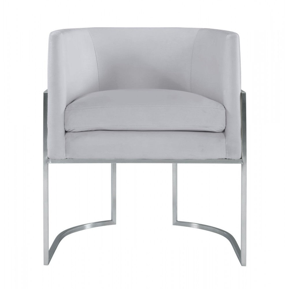 TOV Furniture Giselle Gray Velvet Dining Chair with Silver Leg
