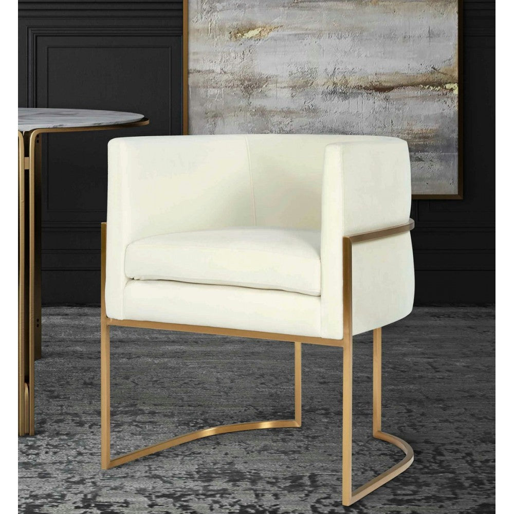 TOV Furniture Giselle Cream Velvet Dining Chair Gold Leg