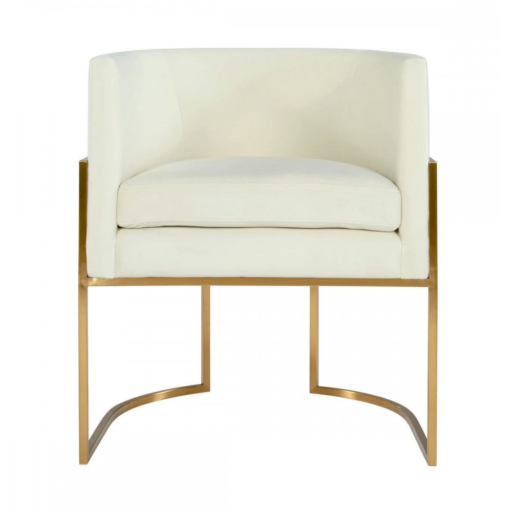 TOV Furniture Giselle Cream Velvet Dining Chair Gold Leg