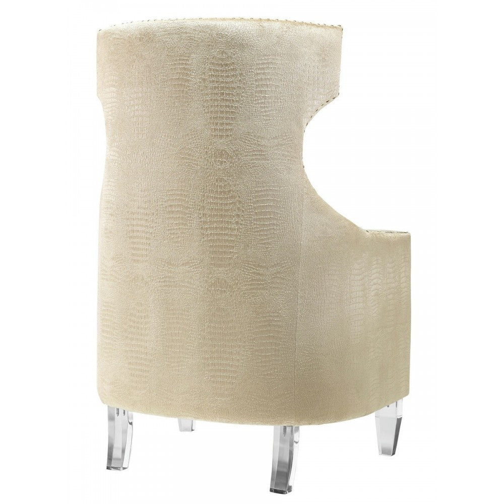 TOV Furniture Gramercy Gold Croc Velvet Wing Chair