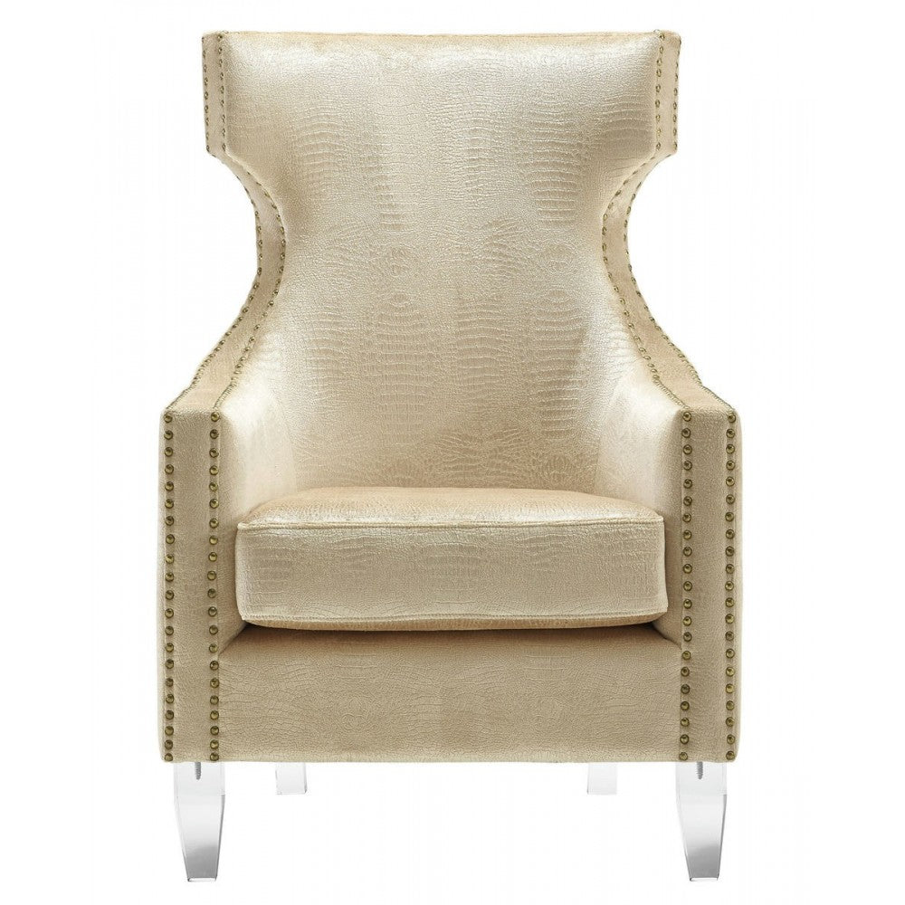 TOV Furniture Gramercy Gold Croc Velvet Wing Chair