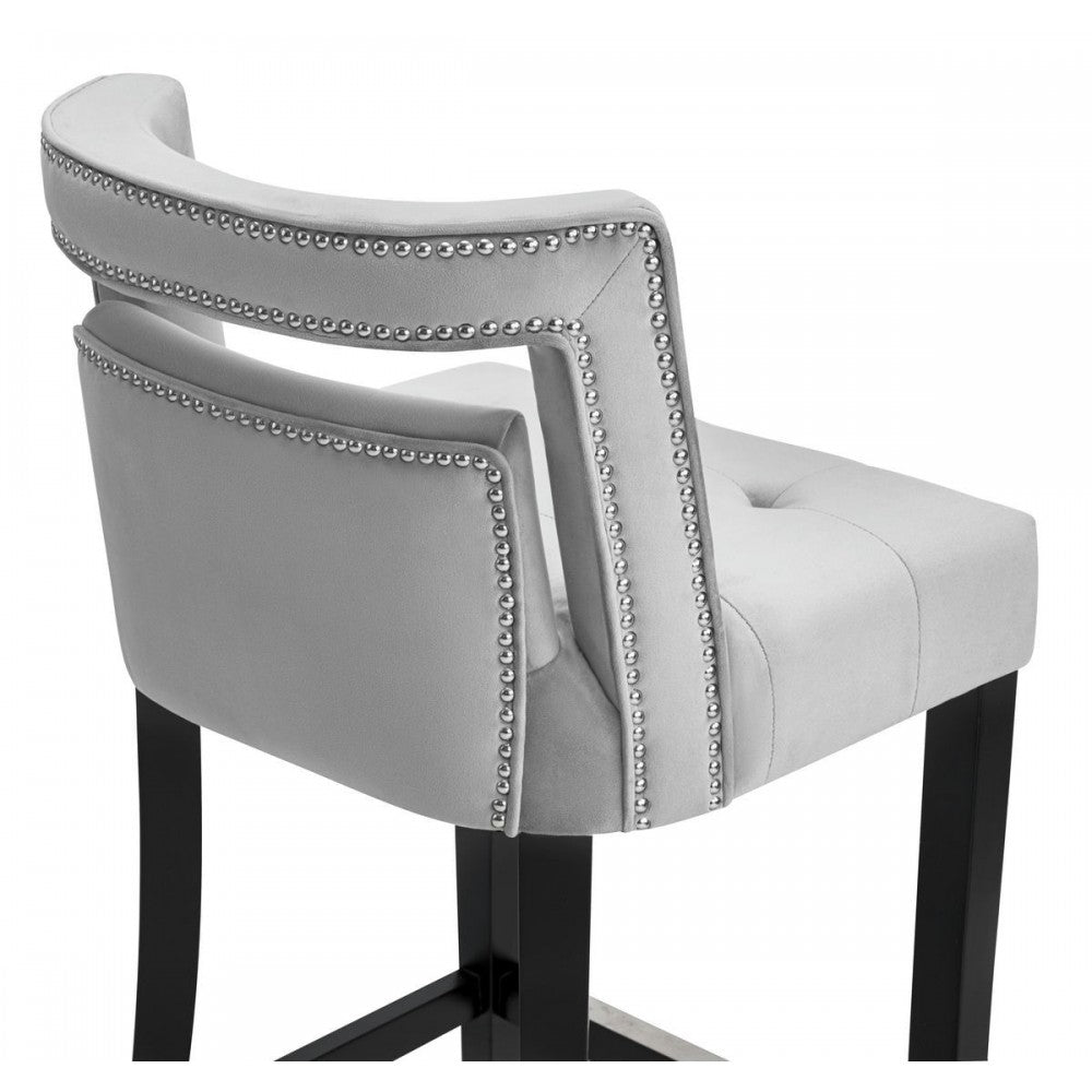 TOV Furniture Hart Gray Velvet Bar Stool