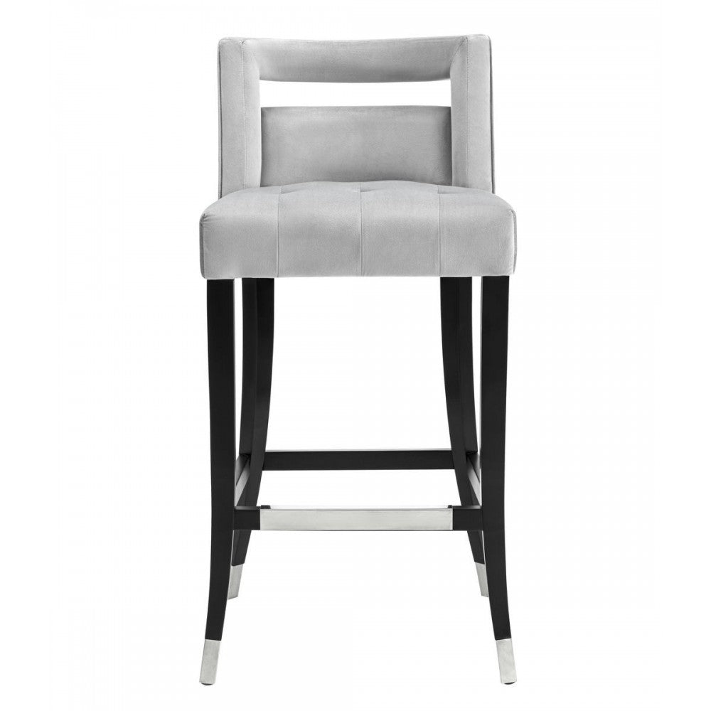 TOV Furniture Hart Gray Velvet Bar Stool