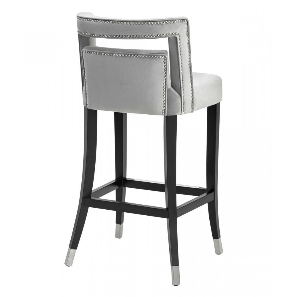 TOV Furniture Hart Gray Velvet Bar Stool