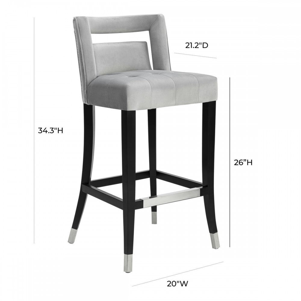 TOV Furniture Hart Gray Velvet Counter Stool
