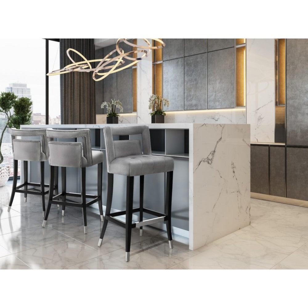 TOV Furniture Hart Gray Velvet Counter Stool