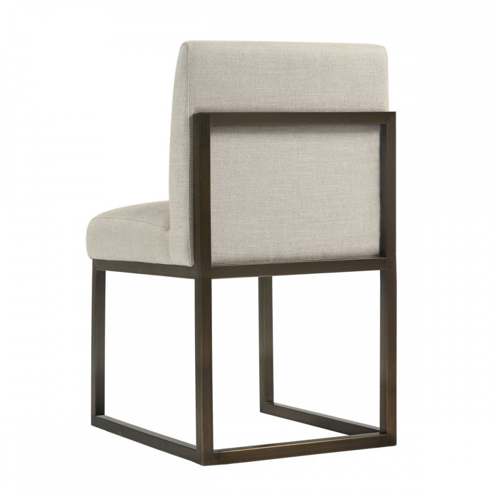 TOV Furniture Haute Beige Linen Chair in Brass