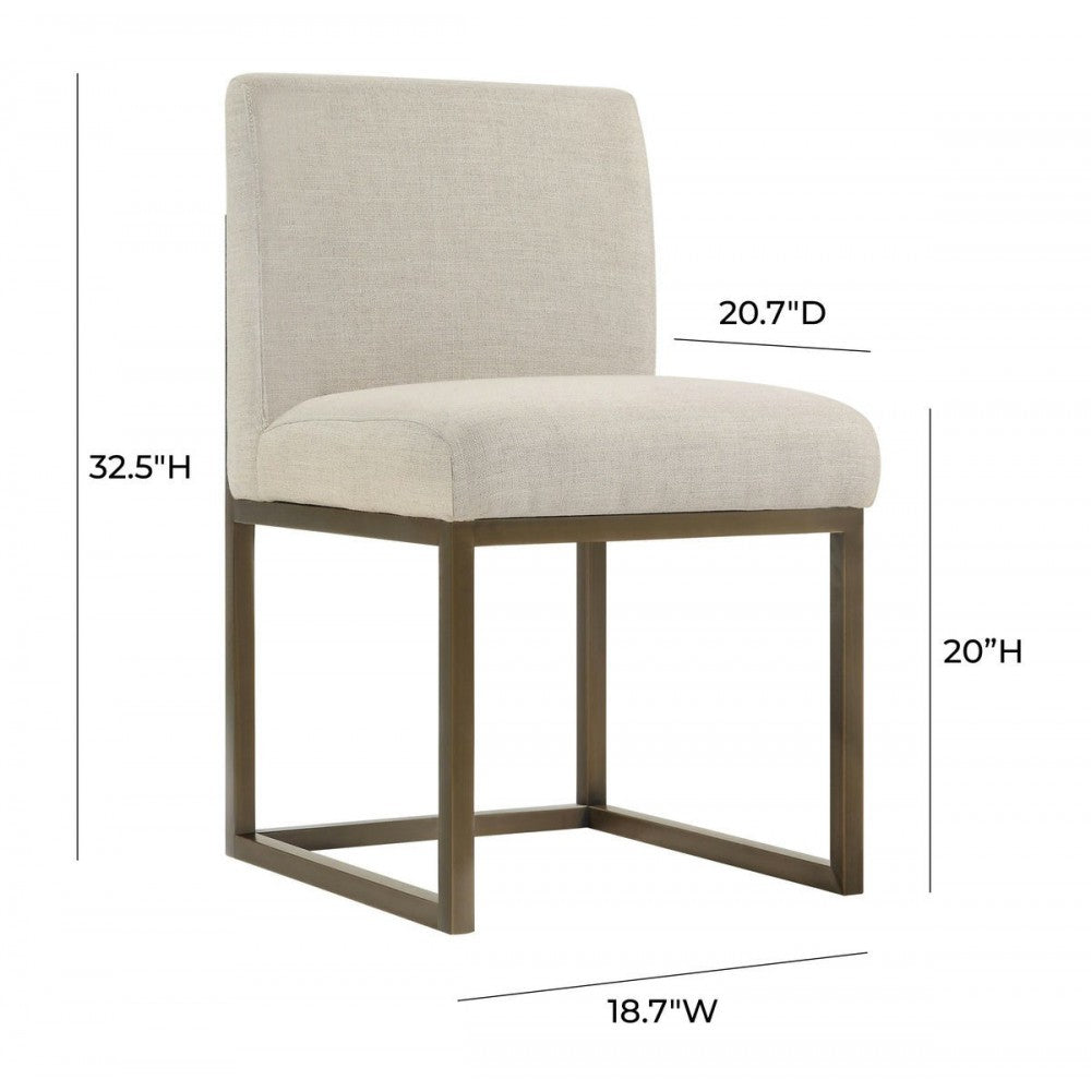 TOV Furniture Haute Beige Linen Chair in Brass