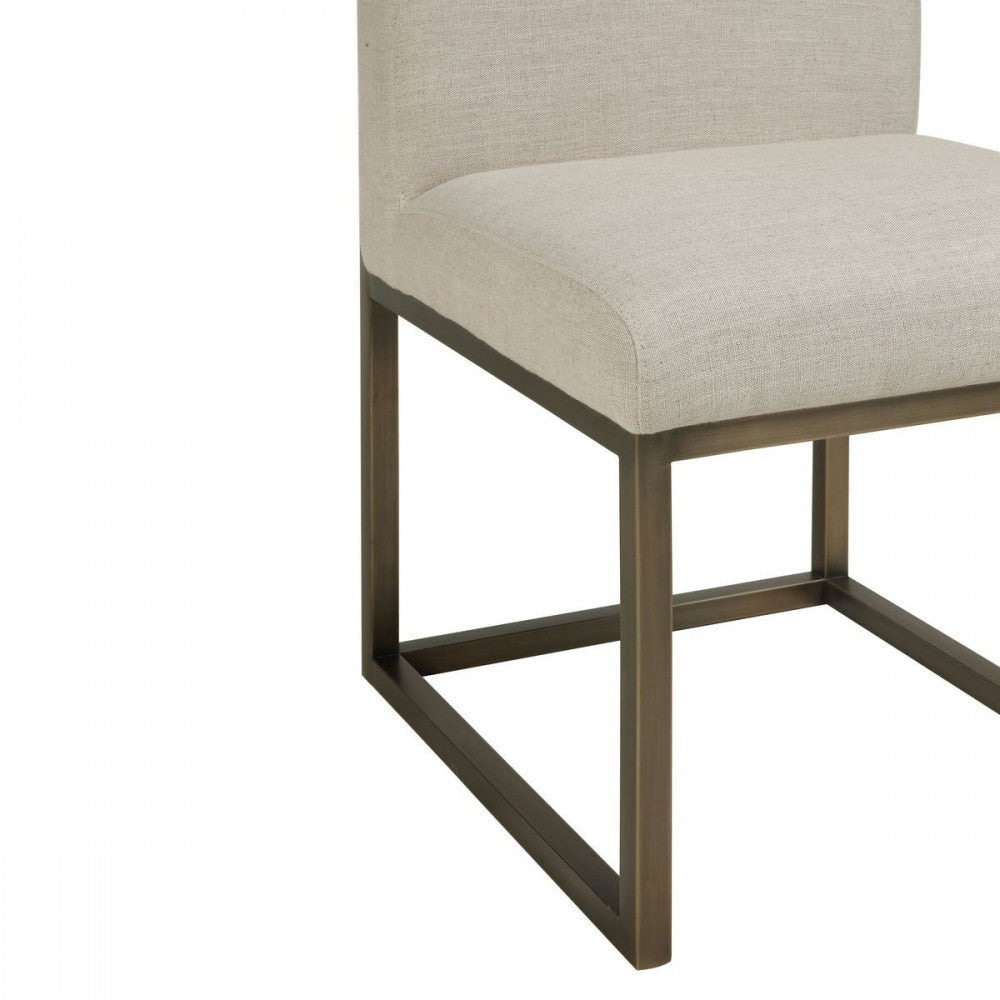 TOV Furniture Haute Beige Linen Chair in Brass