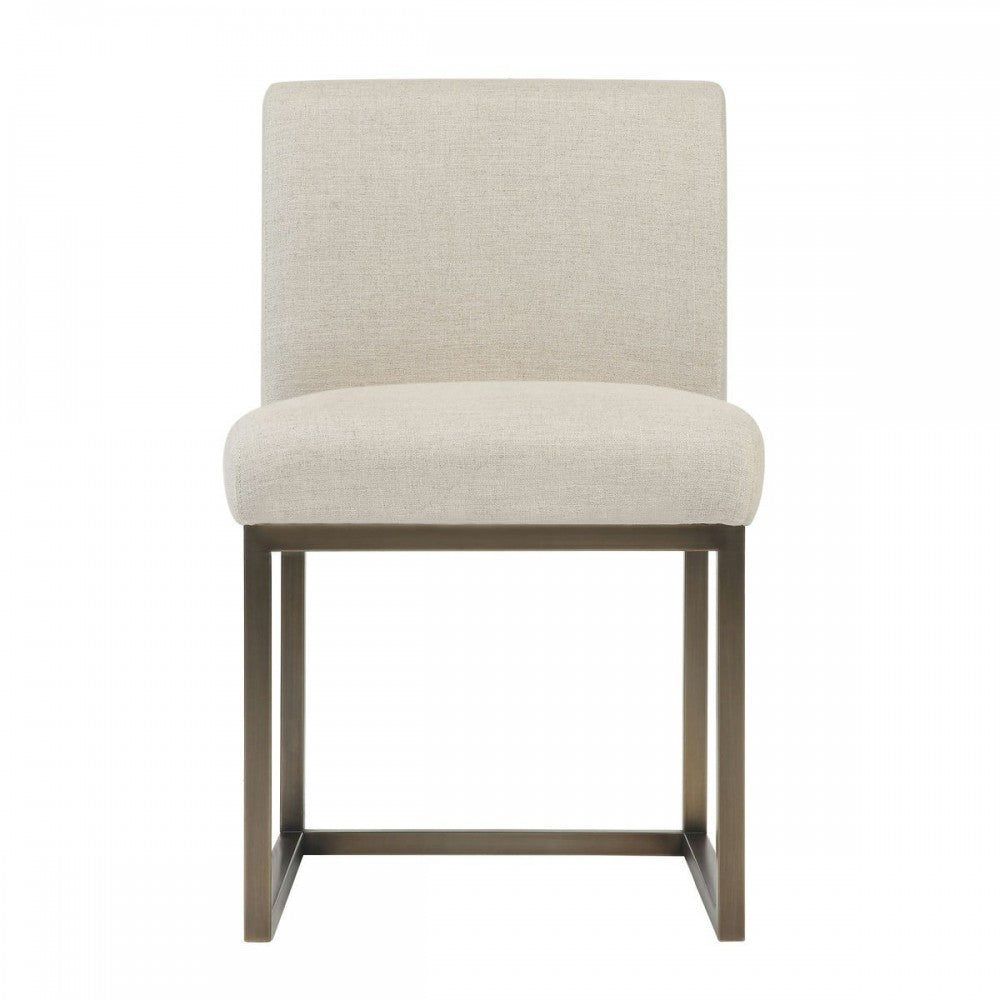 TOV Furniture Haute Beige Linen Chair in Brass