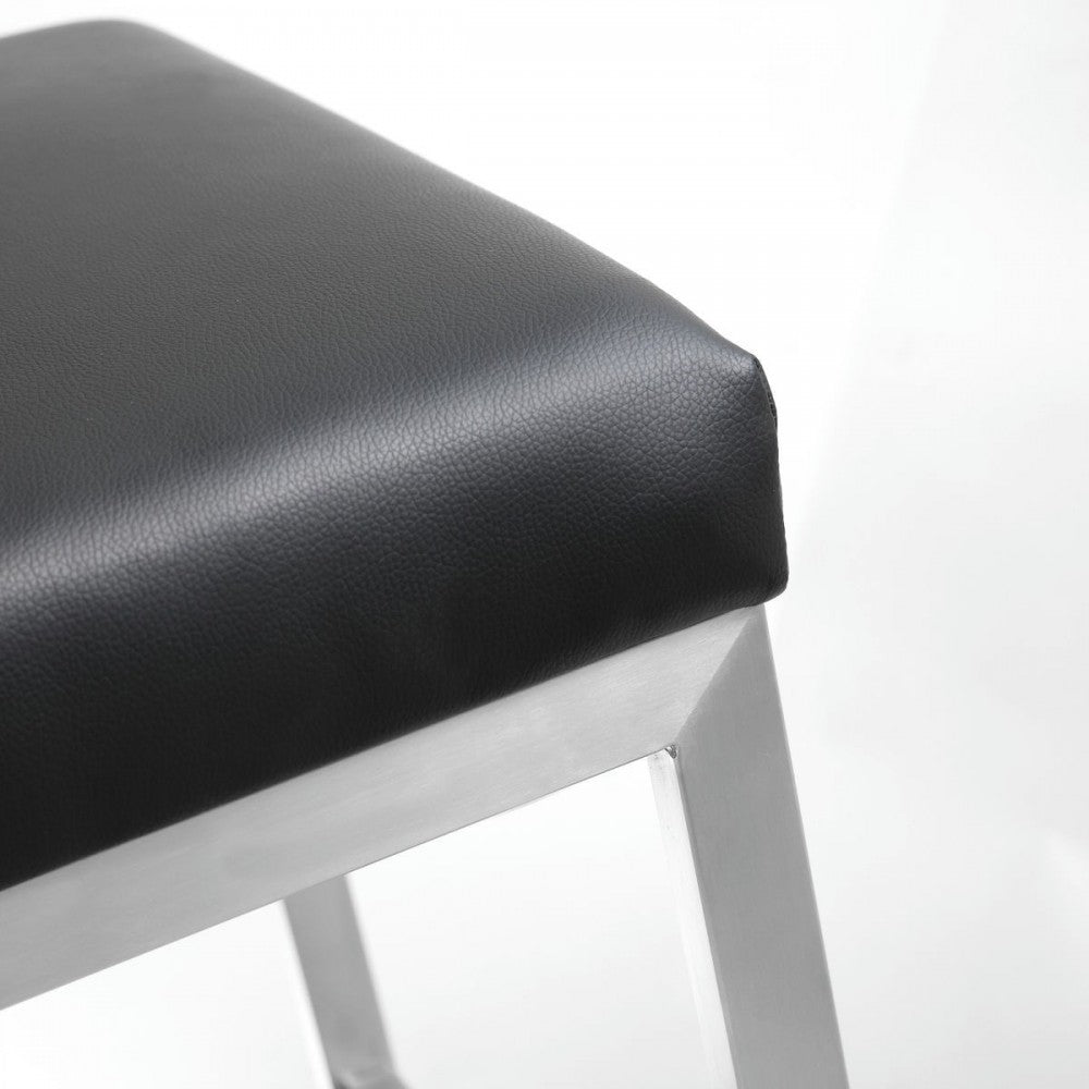 TOV Furniture Helsinki Black Stainless Steel Counter Stool  - Set of 2