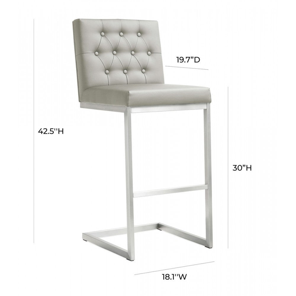 TOV Furniture Helsinki Light Gray Steel Barstool (Set of 2)