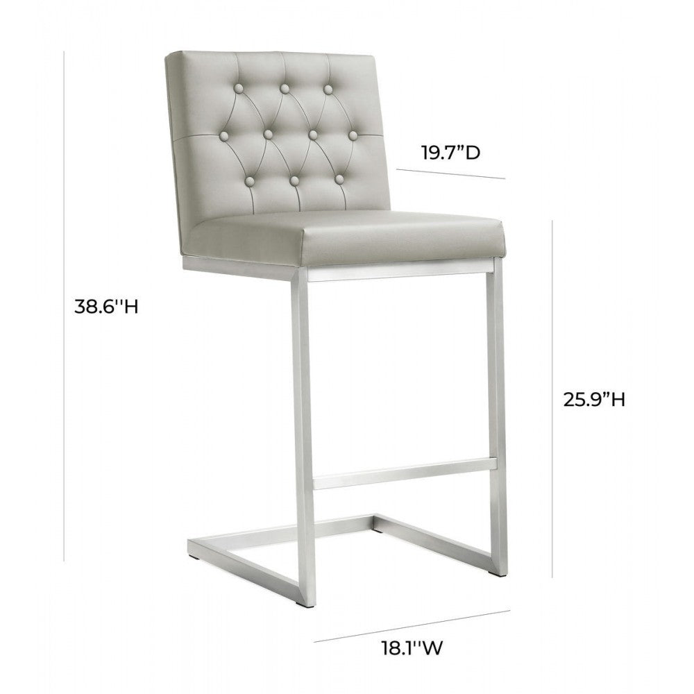 TOV Furniture Helsinki Light Gray Steel Counter Stool - Set of 2