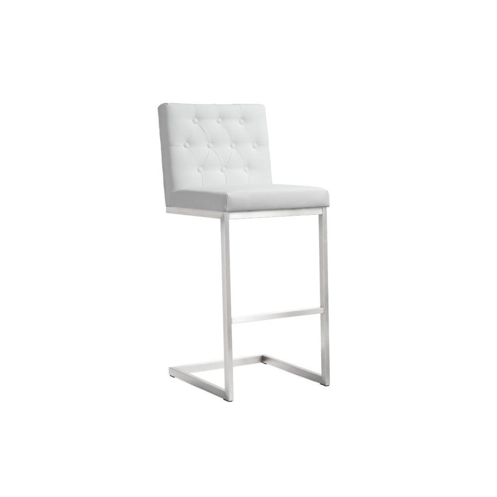 TOV Furniture Helsinki White Stainless Steel Barstool - Set of 2