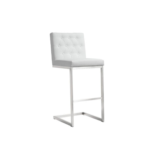 TOV Furniture Helsinki White Stainless Steel Barstool - Set of 2