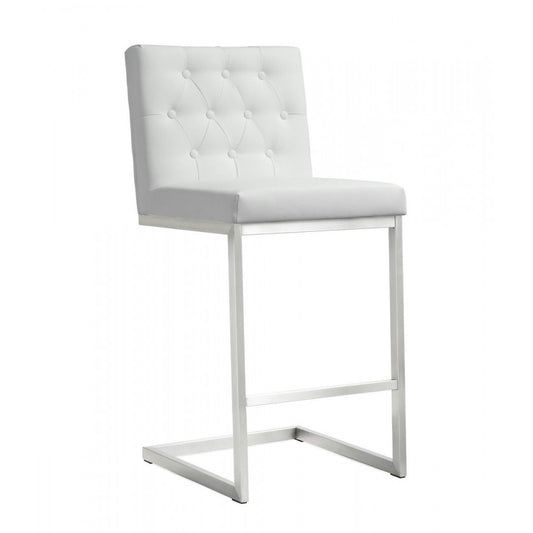 TOV Furniture Helsinki White Stainless Steel Counter Stool - Set of 2