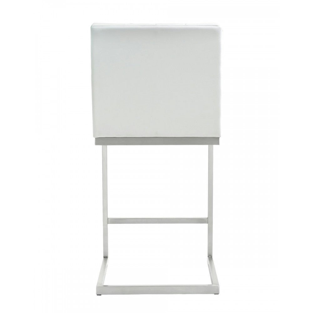 TOV Furniture Helsinki White Stainless Steel Counter Stool - Set of 2